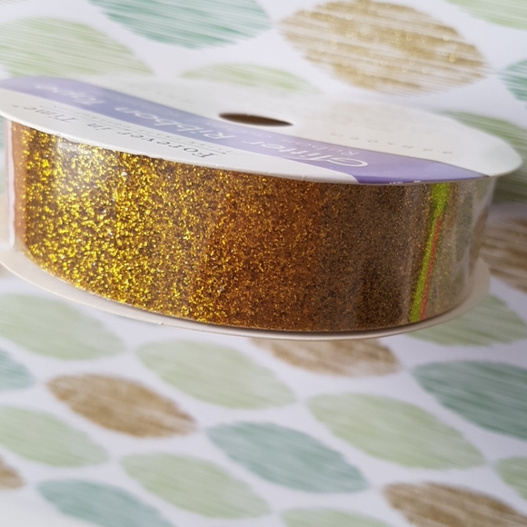 Gold Glitter Ribbon Tape - Picture 2 of 3